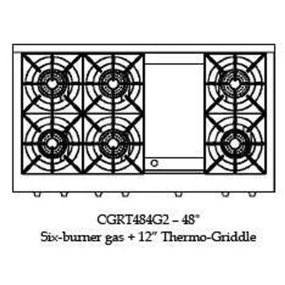Capital 48" Culinarian Gas Rangetop, 6 Open Burners, Griddle - CGRT484G2N