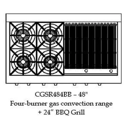 Capital 48" Culinarian Self Clean Gas Range, 4 Open Burners, BBQ - CGSR484BBN