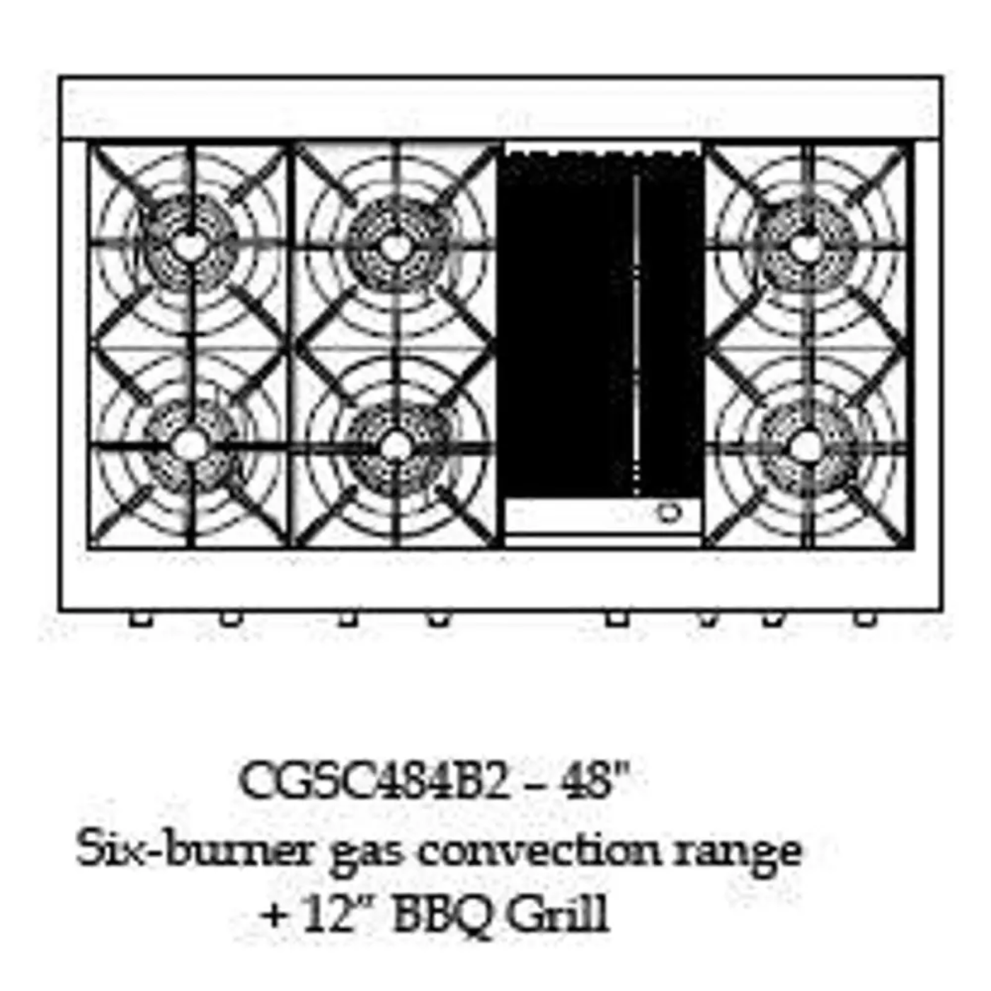 Capital 48" Culinarian Self Clean Gas Range, 6 Open Burners, BBQ - CGSR484B2N