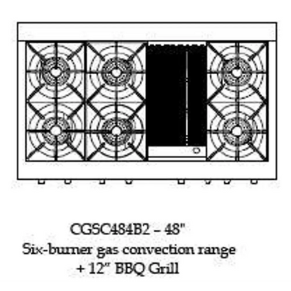 Capital 48" Culinarian Self Clean Gas Range, 6 Open Burners, BBQ - CGSR484B2N