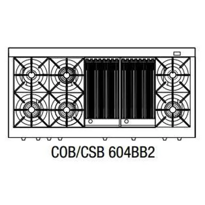 Capital 60" Connoisseurian Dual Fuel Range, 6 Open Burners, BBQ - COB604BB2N