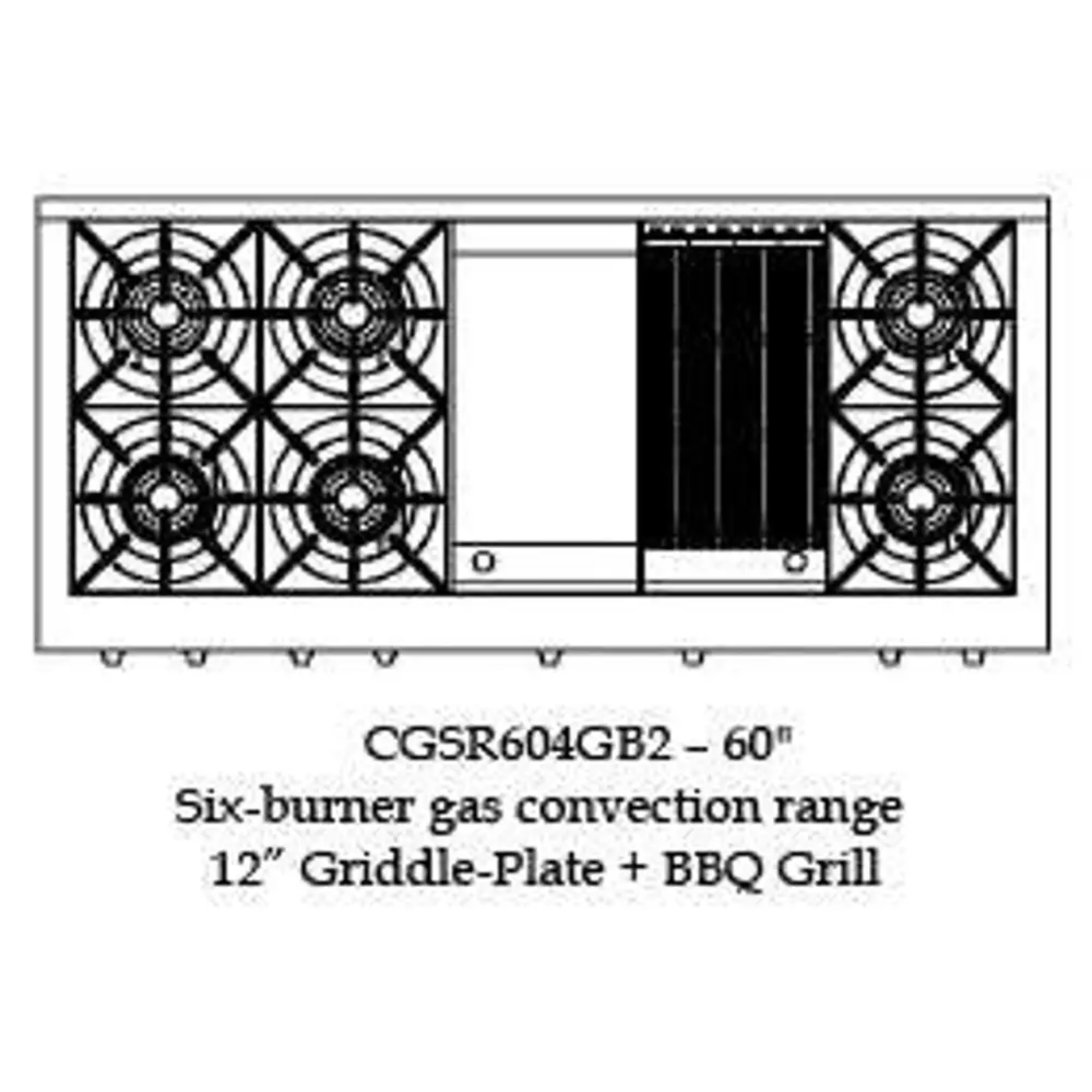 Capital 60" Culinarian Self Clean Gas Range, 6 Open Burners, BBQ, Griddle - CGSR604BG2N