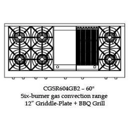 Capital 60" Culinarian Self Clean Gas Range, 6 Open Burners, BBQ, Griddle - CGSR604BG2N
