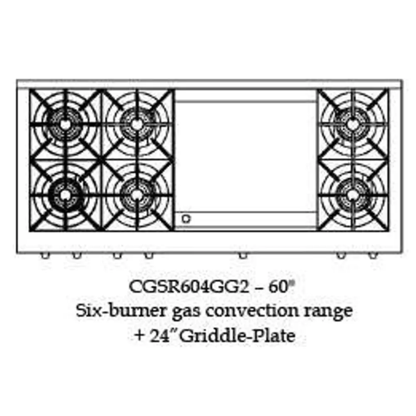 Capital 60" Culinarian Self Clean Gas Range, 6 Open Burners, Griddle - CGSR604GG2N