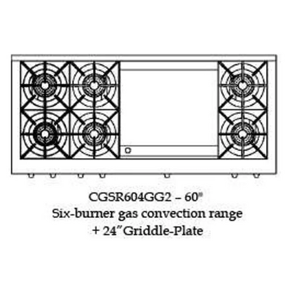 Capital 60" Culinarian Self Clean Gas Range, 6 Open Burners, Griddle - CGSR604GG2N