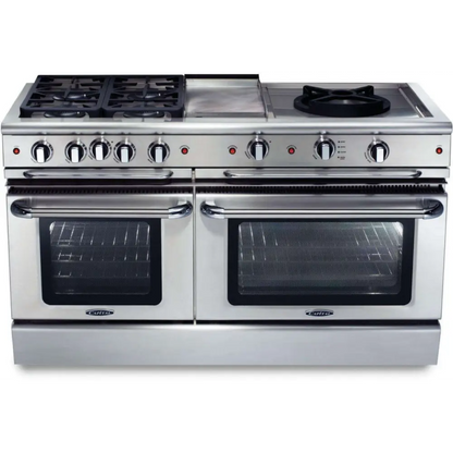 Capital 60" Precision Self Clean Gas Range, 4 Sealed Burners, Griddle, Power Wok - GSCR604GWN