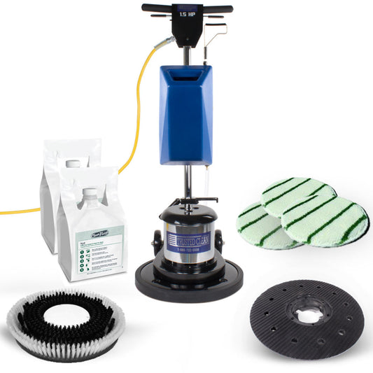 Trusted Clean Basic Carpet Scrubbing Package w/ 17" Floor Buffer, Carpet Brush & Bonnets - CPT-PACKAGE4