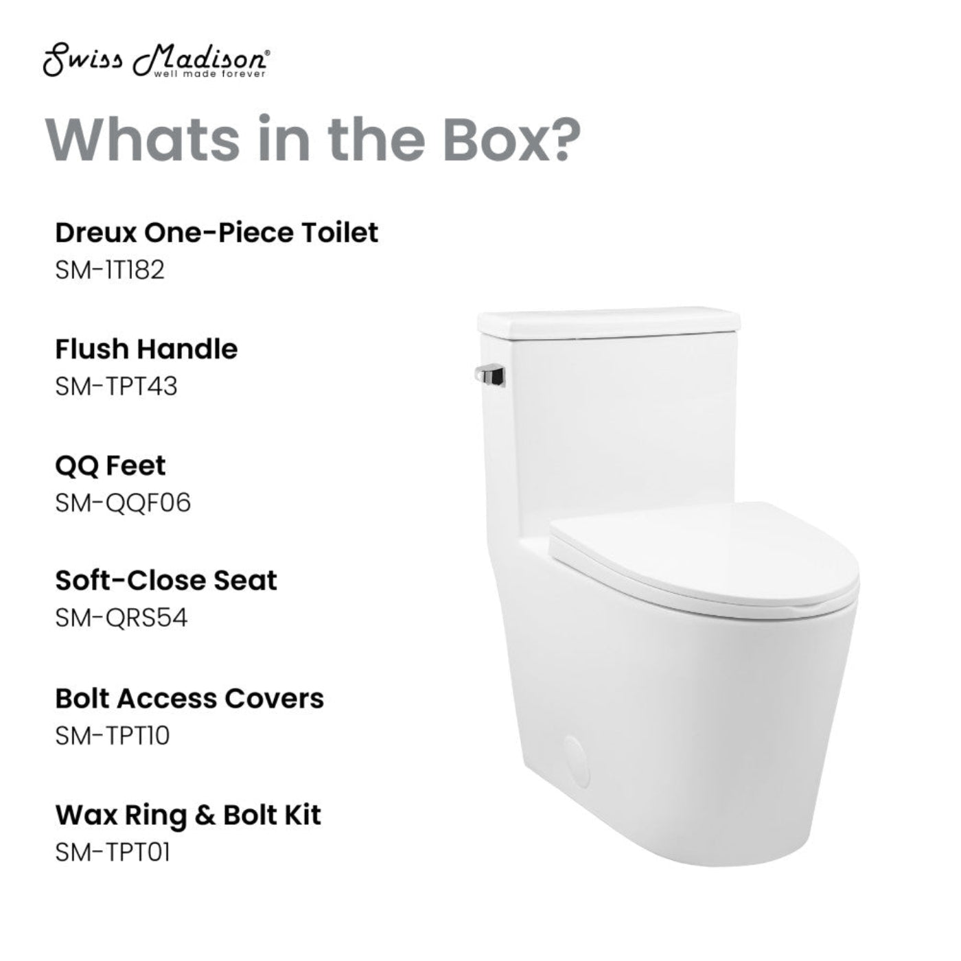 Swiss Madison Dreux One-Piece 12" Rough-in 1.28 GPF Left Flush Elongated Toilet in Glossy White - SM-1T182
