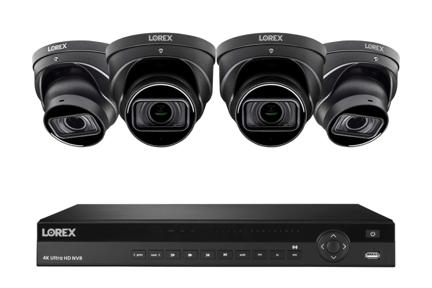 Lorex 4K (16 Camera Capable) 6TB Wired NVR System with Nocturnal 3 Smart IP Dome Cameras with Listen-in Audio and Motorized Varifocal Lenses - NP4K6MV-164BD