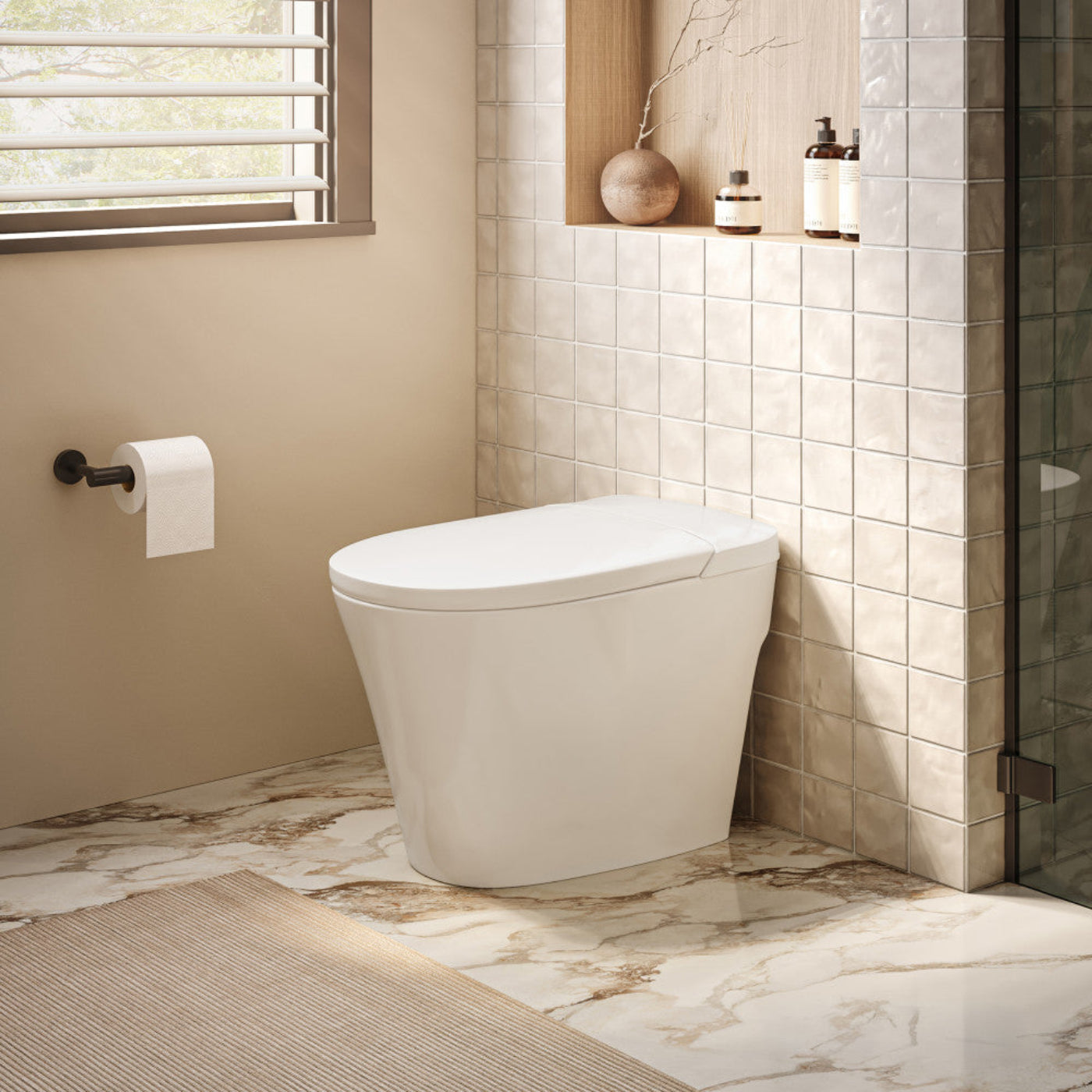 Swiss Madison Hugo H Power Flush Tankless Toilet 12" Rough-in 1 GPF Non-Electric ADA Toilet with Integrated Tank in Glossy White - SM-ST030