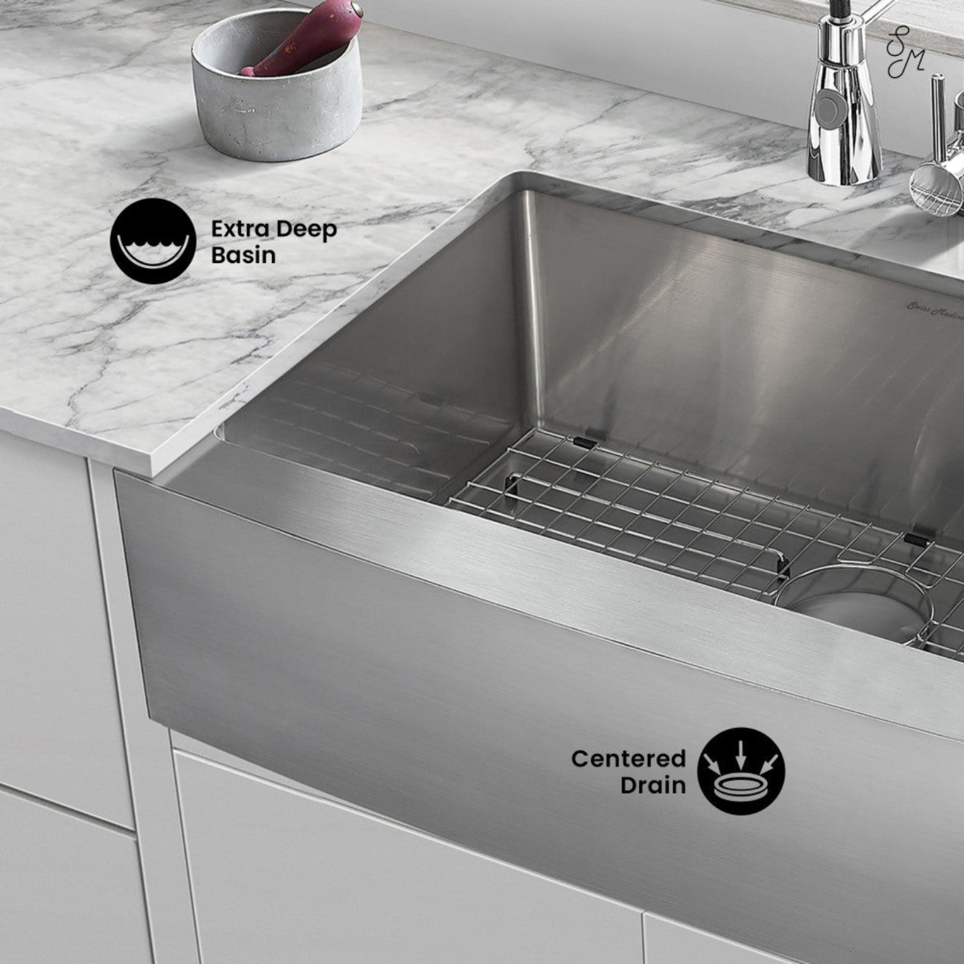 Swiss Madison Tourner 30 x 21 Stainless Steel, Single Basin, Farmhouse Kitchen Sink with Apron - SM-KS760