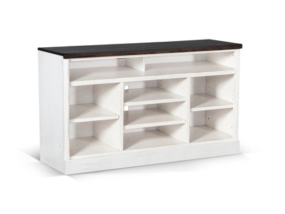 Sunny Designs Carriage House - 55" TV Console - Cottage White / Europen Dark - 3599EC-55