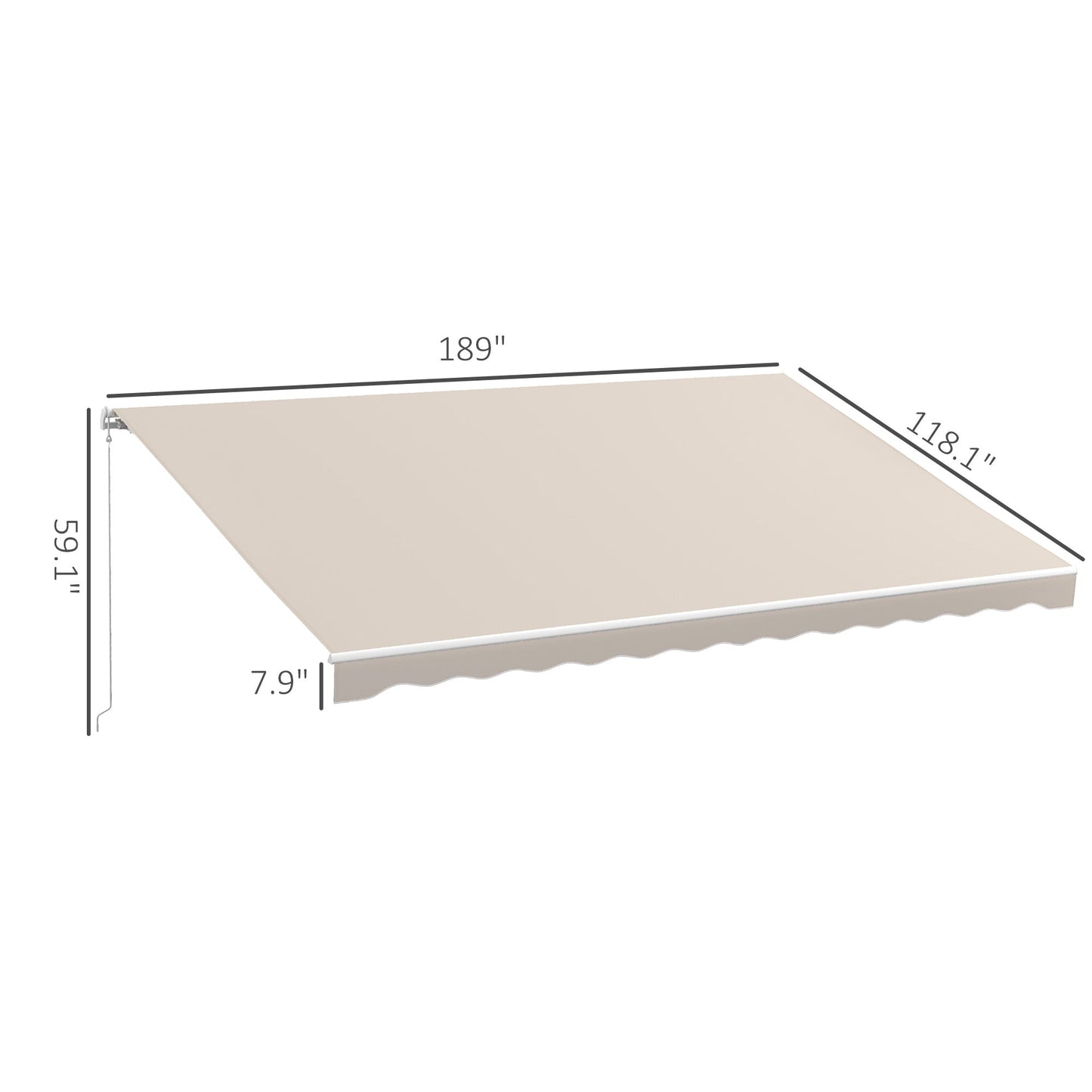 16' x 10' Electric Retractable Awning with Remote & Crank Handle, Cream White