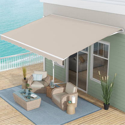 16' x 10' Electric Retractable Awning with Remote & Crank Handle, Cream White