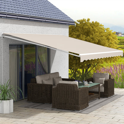 16' x 10' Electric Retractable Awning with Remote & Crank Handle, Cream White