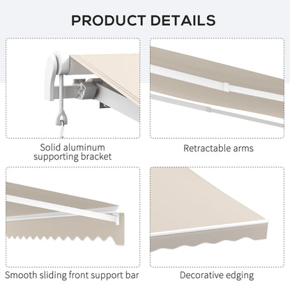 16' x 10' Electric Retractable Awning with Remote & Crank Handle, Cream White