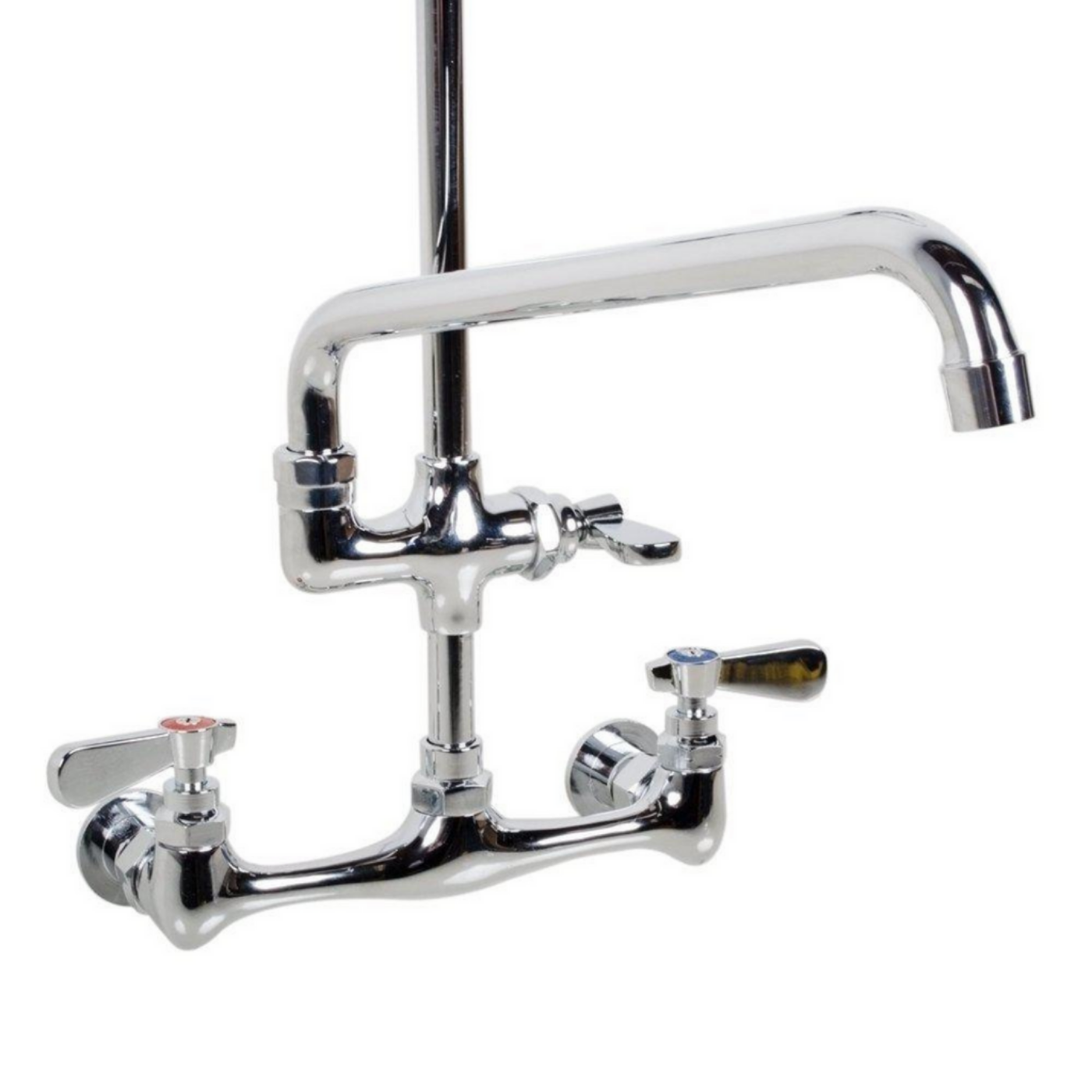 SABA Commercial Pull Down 2-Handle Wall Mount Pre-Rinse Spray Utility Kitchen Faucet - SF1001