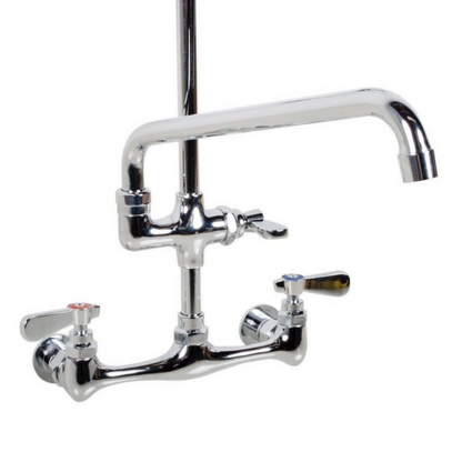SABA Commercial Pull Down 2-Handle Wall Mount Pre-Rinse Spray Utility Kitchen Faucet - SF1001