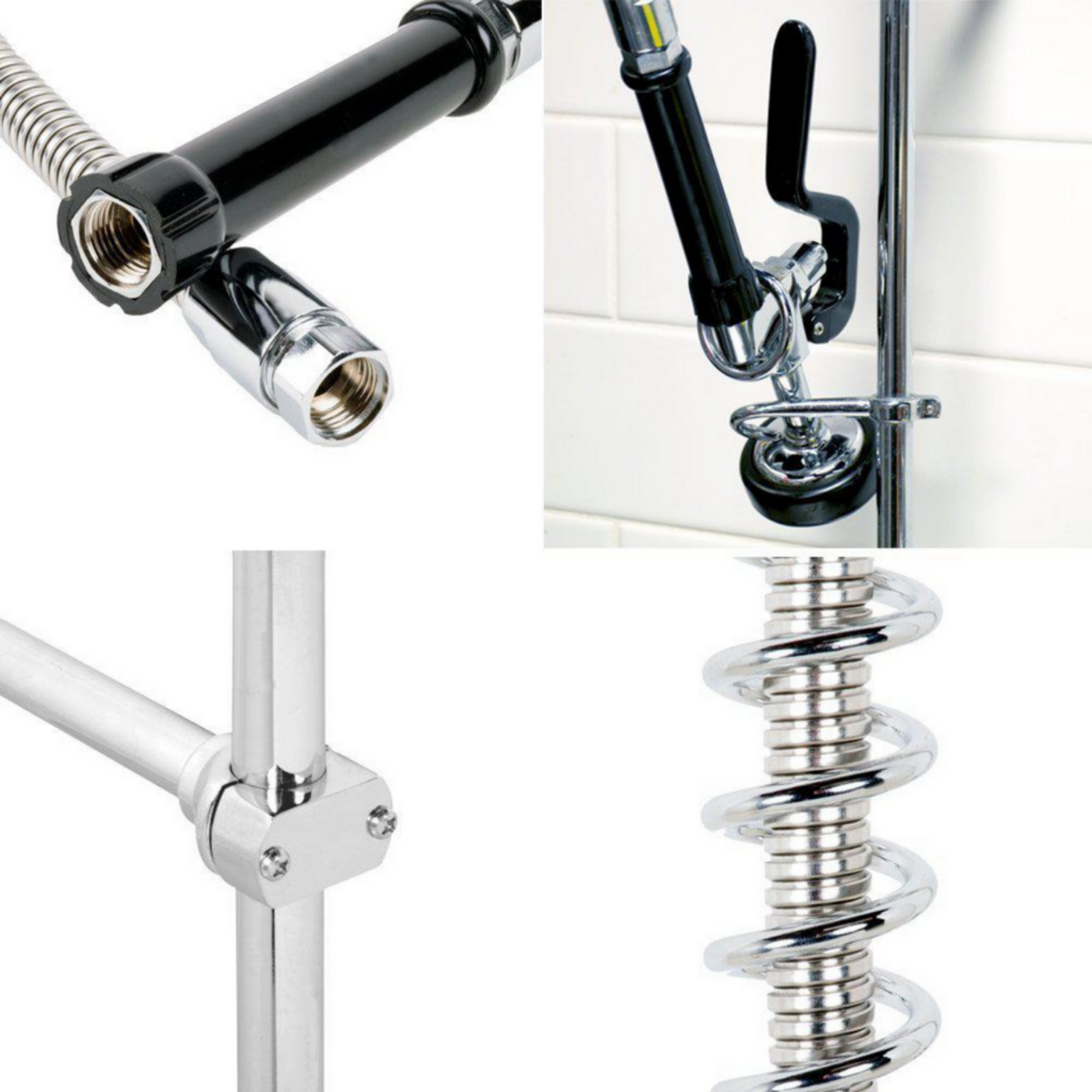 SABA Commercial Pull Down 2-Handle Wall Mount Pre-Rinse Spray Utility Kitchen Faucet - SF1001