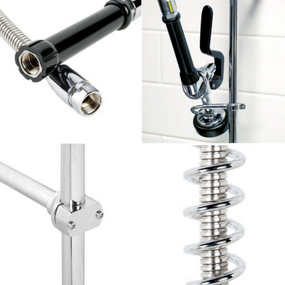 SABA Commercial Pull Down 2-Handle Wall Mount Pre-Rinse Spray Utility Kitchen Faucet - SF1001