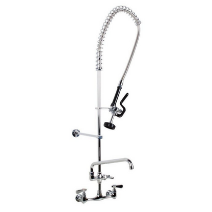 SABA Commercial Pull Down 2-Handle Wall Mount Pre-Rinse Spray Utility Kitchen Faucet - SF1001