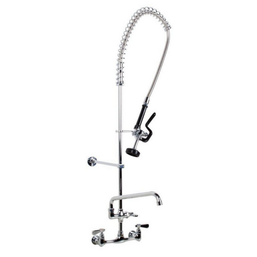 SABA Commercial Pull Down 2-Handle Wall Mount Pre-Rinse Spray Utility Kitchen Faucet - SF1001