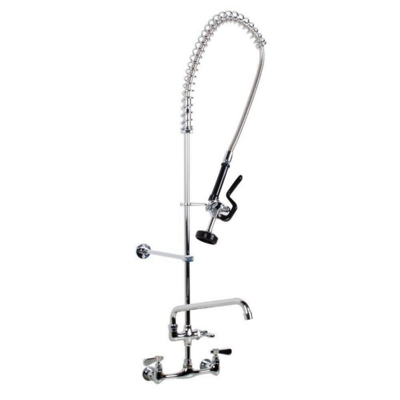 SABA Commercial Pull Down 2-Handle Wall Mount Pre-Rinse Spray Utility Kitchen Faucet - SF1001