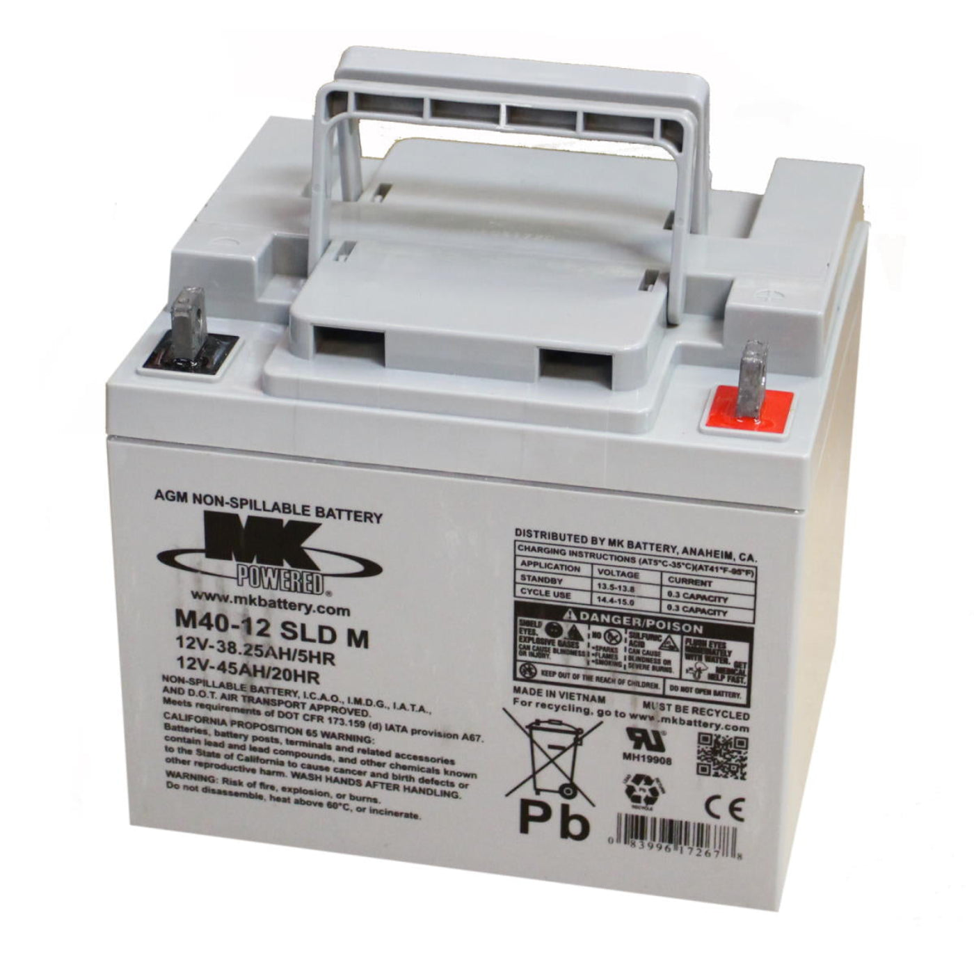 CleanFreak 12V-45Ah Sealed Gel Replacement Battery for the CleanFreak 'EasySweep' Vacuum Sweeper - IES-FB860033030