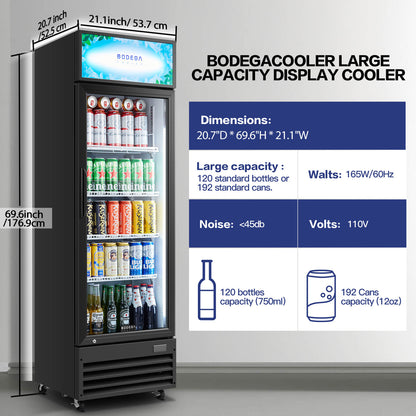 BODEGAcooler Commercial Glass Door Display Refrigerator Merchandiser 9cu.ft