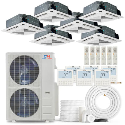 Cooper & Hunter 6 Zone 60,000 BTU Ceiling Cassette Mini Split AC R454B 9K+9K+12K+12K+12K+12K - CH-R60MES-230VORH09MCTRH09MCTRH12MCTRH12MCTRH12MCTRH12MCT-NO