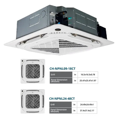 Cooper & Hunter 6 Zone 60,000 BTU Ceiling Cassette Mini Split AC R454B 12K+12K+12K+12K+12K+12K - CH-R60MES-230VORH12MCTRH12MCTRH12MCTRH12MCTRH12MCTRH12MCT-NO