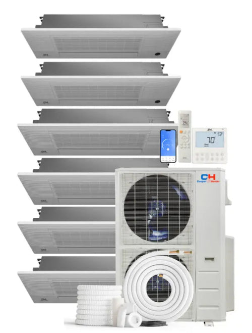 Cooper & Hunter 6 Zone 48,000 BTU One-Way Cassette Mini Split AC R454B 6K+9K+9K+12K+12K+12K - CH-R48MES-230VO06MCT1W09MCT1W09MCT1W12MCT1W12MCT1W12MCT1W