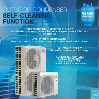 Cooper & Hunter Hyper Heat 48,000 BTU Single Zone Light Commercial Ceiling Cassette, 230V, R454B - Ductless Mini Split Air Conditioner Heat Pump