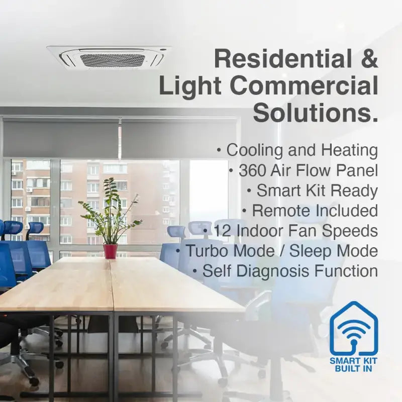 Cooper & Hunter Hyper Heat 48,000 BTU Single Zone Light Commercial Ceiling Cassette, 230V, R454B - Ductless Mini Split Air Conditioner Heat Pump