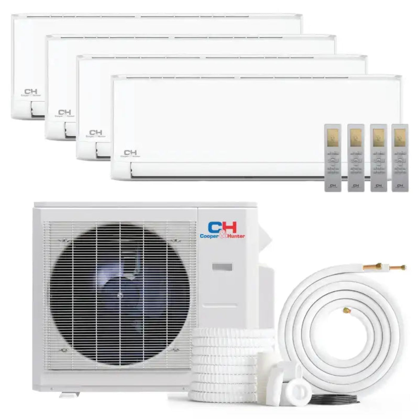 Cooper & Hunter Olivia 36,000 BTU 4-Zone 6k+9k+9k+9k Wall Mount, 230V, R454B - Ductless Mini Split Air Conditioner Heat Pump - CH-R36MES-230VO/M06WM+M09WM+M09WM+M09WM-NO
