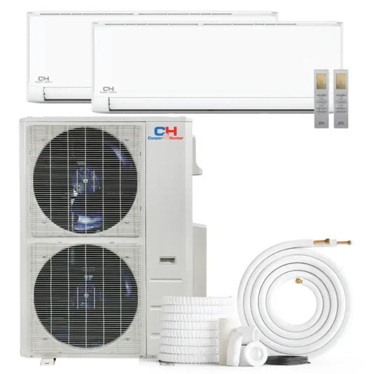 Cooper & Hunter Olivia 48,000 BTU 2-Zone 12k+18k Wall Mount, 230V, R454B - Ductless Mini Split Air Conditioner Heat Pump - CH-R48MES-230VO/M12WM+M18WM-NO/NO