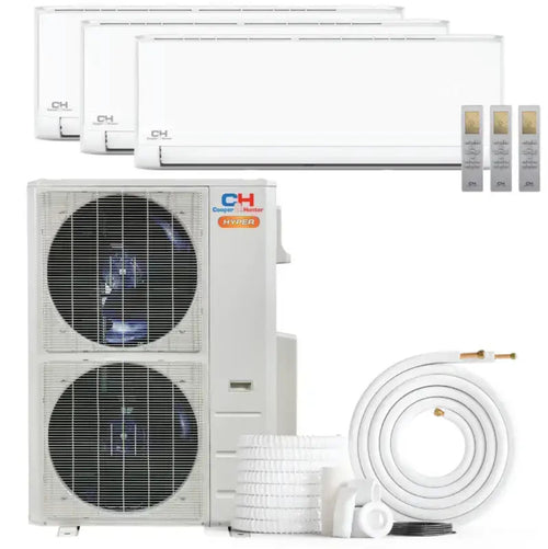 Cooper & Hunter Olivia Hyper 48,000 BTU 3-Zone 9k+9k+24k Wall Mount, 230V, R454B - Ductless Mini Split AC Heat Pump - CH-RHP48M-230VO/M9WM+M9WM+M24WM-NO/NO/NO