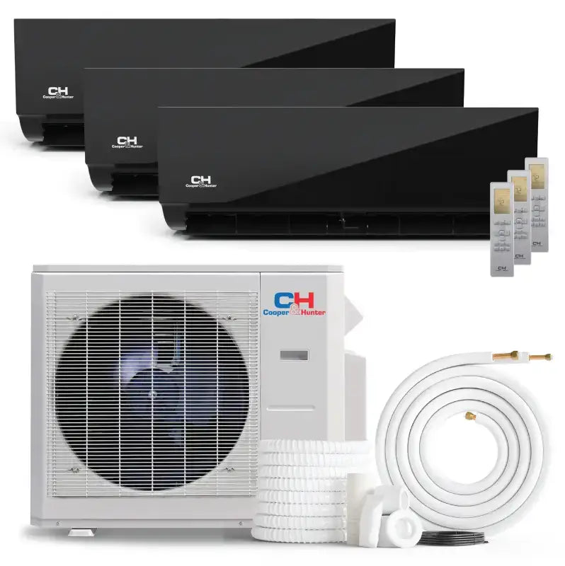Cooper & Hunter Olivia Midnight 28,000 BTU 3-Zone 9k+12k+12k Wall Mount, 230V, R454B - Ductless Mini Split Air Conditioner Heat Pump