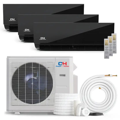 Cooper & Hunter Olivia Midnight 28,000 BTU 3-Zone 9k+12k+12k Wall Mount, 230V, R454B - Ductless Mini Split Air Conditioner Heat Pump