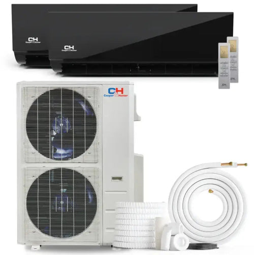 Cooper & Hunter Olivia Midnight 60,000 BTU 2-Zone 12k+12k Wall Mount, 230V, R454B - Ductless Mini Split Air Conditioner Heat Pump - CH-R60MES-230VO/M12WMB+M12WMB-NO/NO