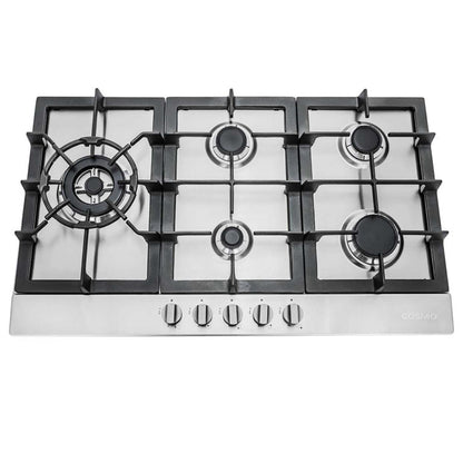 Cosmo 30" Gas Cooktop in Stainless Steel with 5 Sealed Brass Burners - COS-850SLTX-E