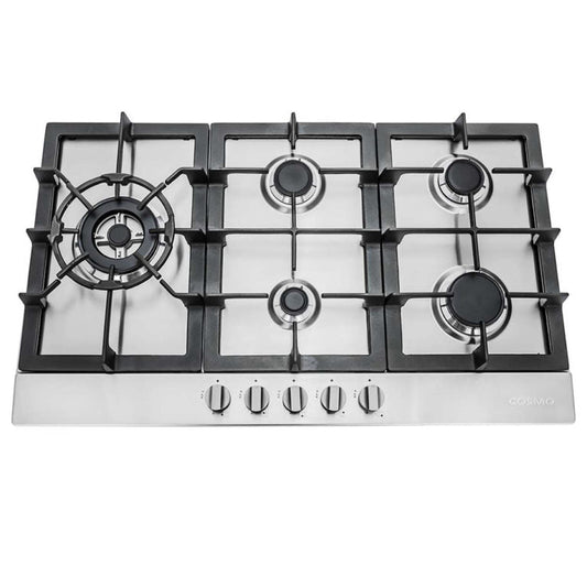 Cosmo 30" Gas Cooktop in Stainless Steel with 5 Sealed Brass Burners - COS-850SLTX-E