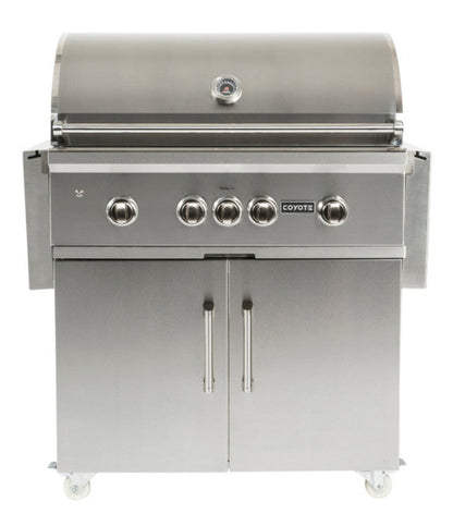COYOTE S-SERIES 36" GRILL PACKAGE - INCLUDES GRILL W/ CART, CHARCOAL TRAY, SMOKER BOX, AND ROTISSERIE KIT - C2SL36