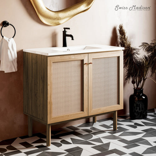 Swiss Madison Classe 36" Freestanding Bathroom Vanity in Golden Oak with Sink Top - SM-BV663