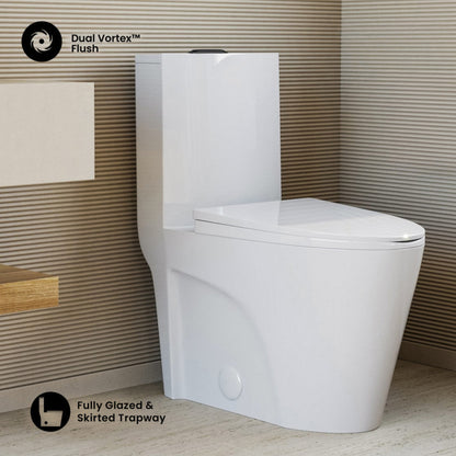 Swiss Madison St. Tropez One Piece Elongated Toilet Dual Vortex Flush, Black Hardware - SM-1T254HB