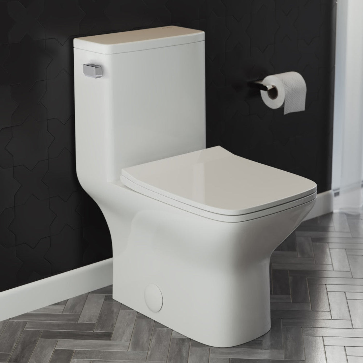 Swiss Madison Carre One Piece Square Toilet Left Side Flush, 10" Rough-In 1.28 gpf - SM-1T272