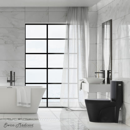 Swiss Madison St. Tropez One-Piece 10" Rough-in 1.28 GPF Right-Hand Vortex Flush Elongated Toilet in Matte Black - SM-1T0809MB