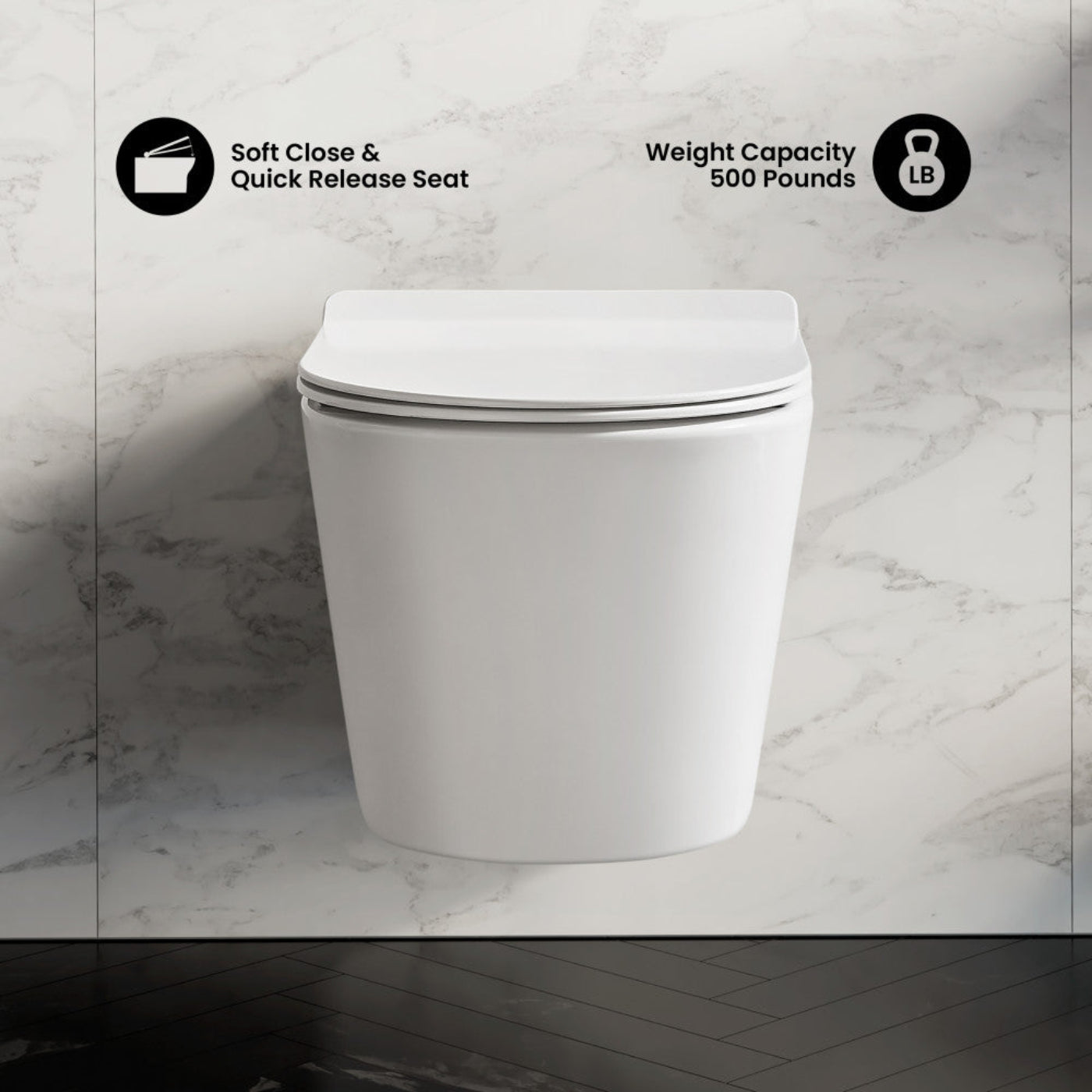 Swiss Madison Calice Wall-Hung Toilet Bundle 0.8/1.6 GPF Dual Flush in Glossy White with Brass Flush Plate - SM-WT2302GW