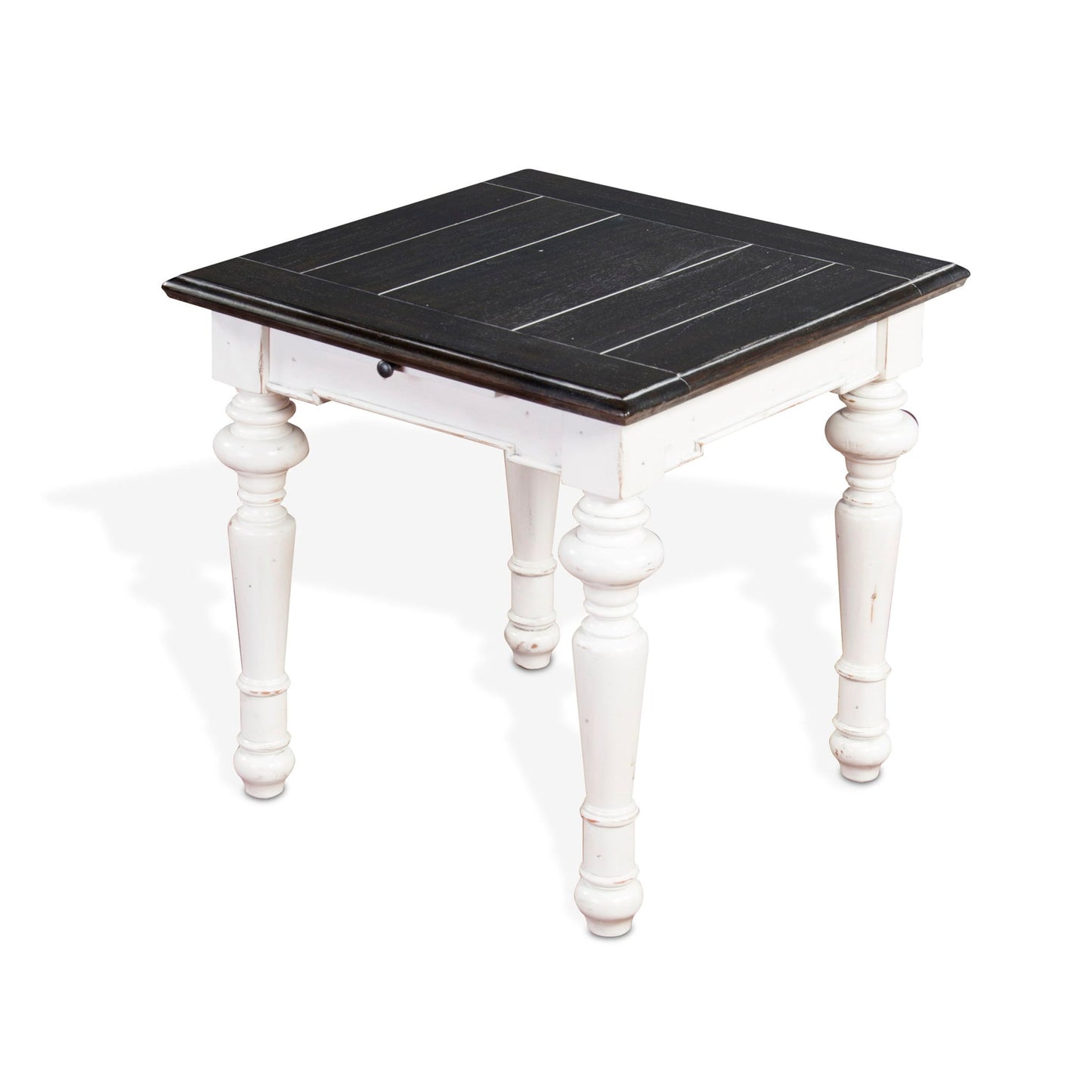 Sunny Designs Carriage House - End Table - Cottage White / Europen Dark - 3273EC-E