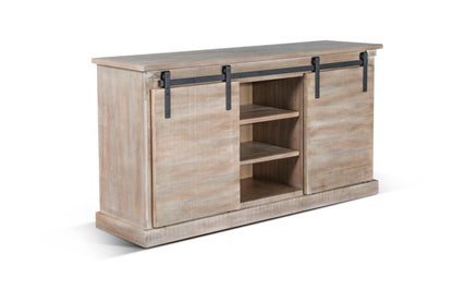 Sunny Designs TV Console With Barn Door - Beige - 3577MA-2